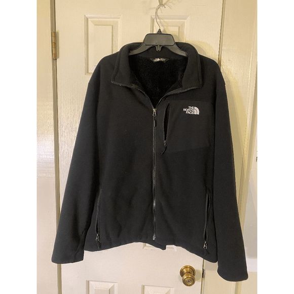 The North Face Full Zip Black Fleece Logo Jacket Pockets Casual Men's Size XL - Picture 1 of 7